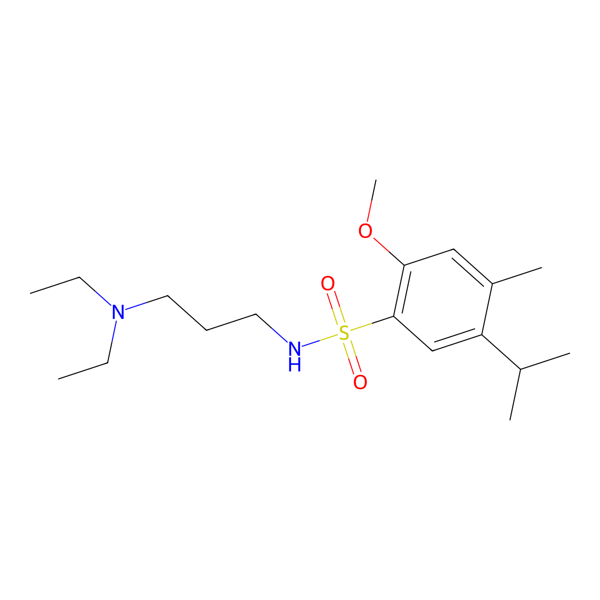 N-[3-(diethylamino)propyl]-5-isopropyl-2-methoxy-4-methylbenzenesulfonamide molecular structure, CAS 1374682-59-3
