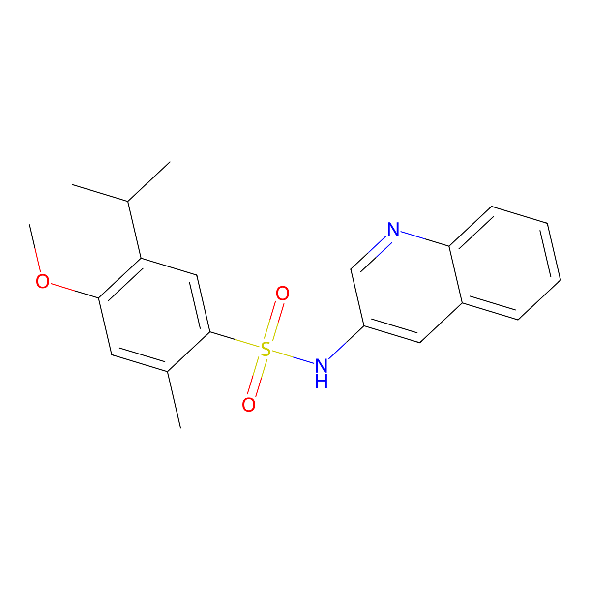 5-isopropyl-4-methoxy-2-methyl-N-(3-quinolinyl)benzenesulfonamide molecular structure, CAS 1374682-71-9