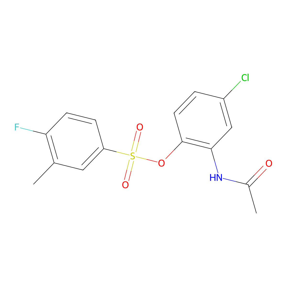 2-(Acetylamino)-4-chlorophenyl 4-fluoro-3-methylbenzenesulfonate molecular structure, CAS 1374682-73-1