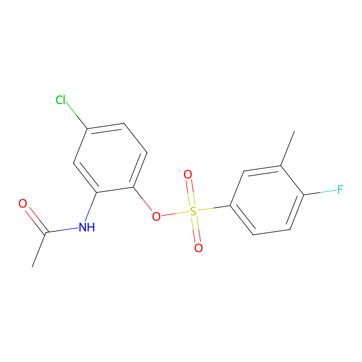 2-(Acetylamino)-4-chlorophenyl 4-fluoro-3-methylbenzenesulfonate molecular structure, CAS 1374682-73-1