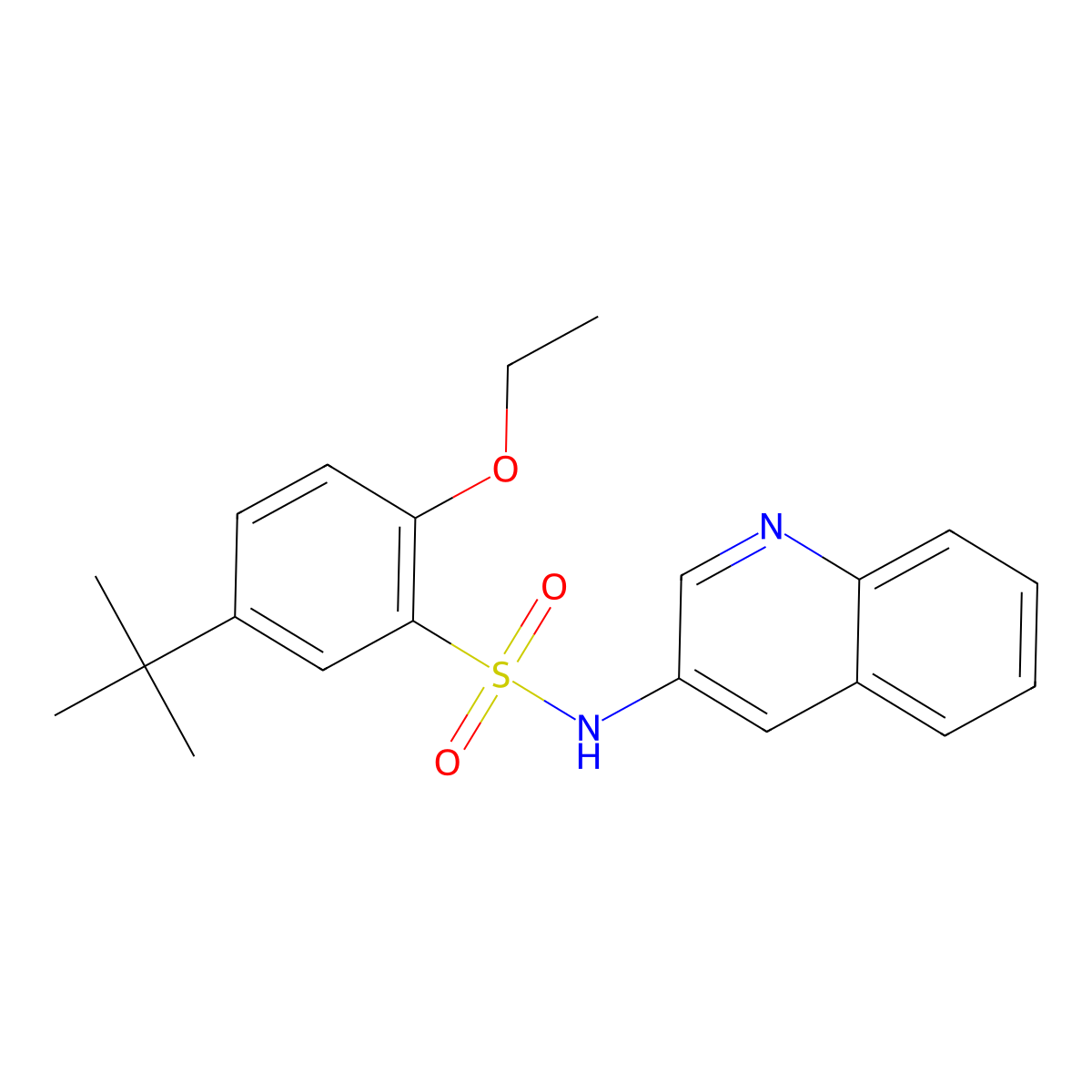 5-tert-butyl-2-ethoxy-N-(quinolin-3-yl)benzene-1-sulfonamide molecular structure, CAS 1374682-83-3