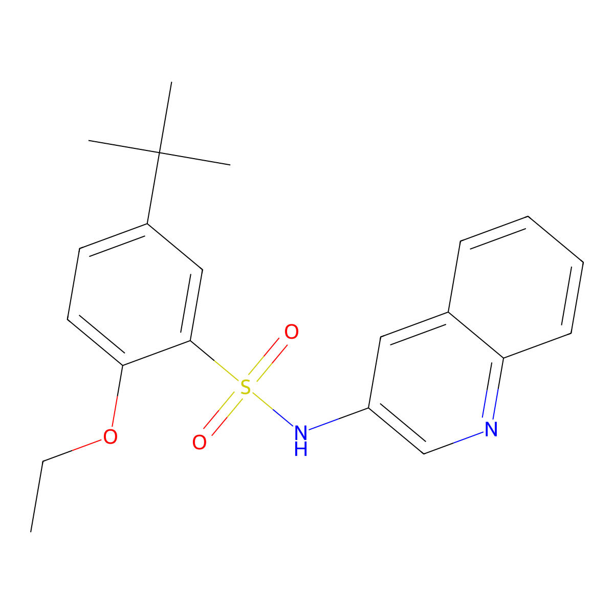5-tert-butyl-2-ethoxy-N-(quinolin-3-yl)benzene-1-sulfonamide molecular structure, CAS 1374682-83-3