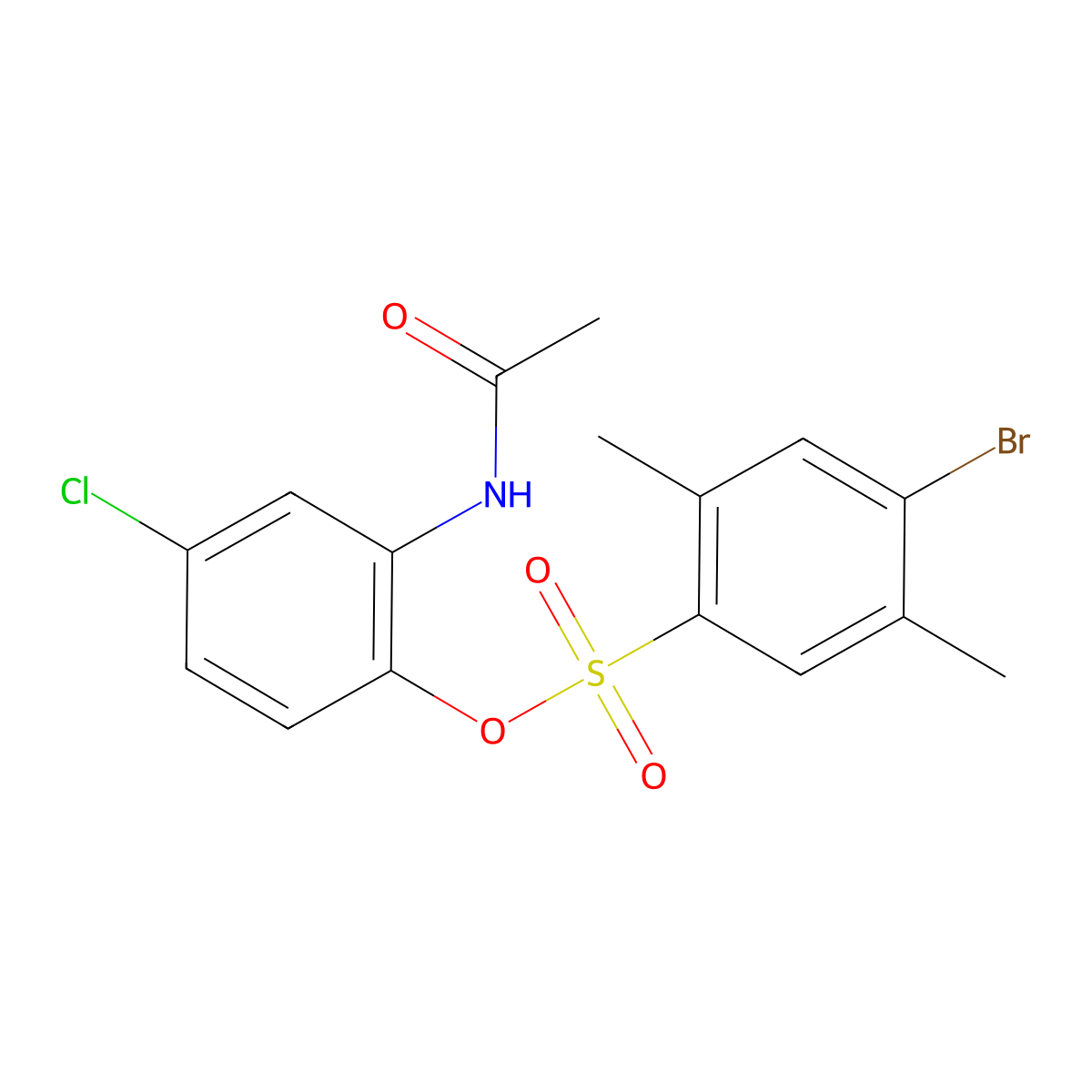 4-Chloro-2-acetamidophenyl 4-bromo-2,5-dimethylbenzene-1-sulfonate molecular structure, CAS 1374683-24-5