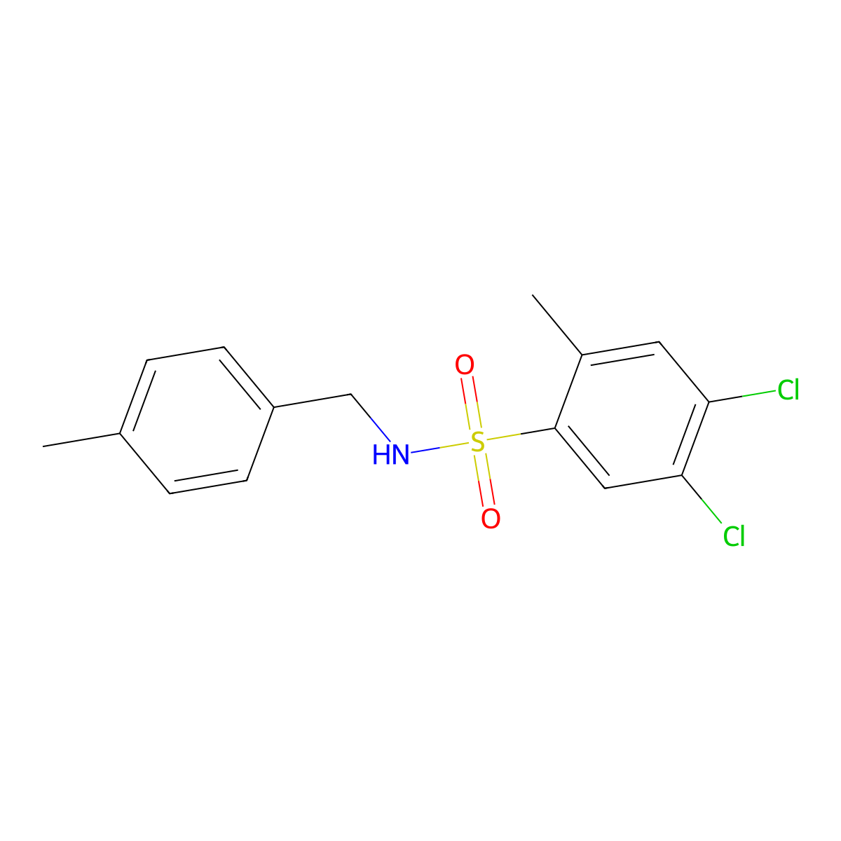 4,5-dichloro-2-methyl-N-(4-methylbenzyl)benzenesulfonamide molecular structure, CAS 1374683-25-6