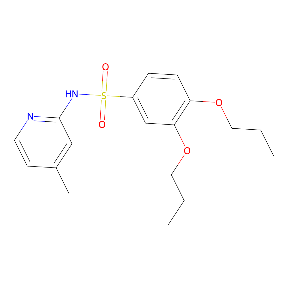 N-(4-methylpyridin-2-yl)-3,4-dipropoxybenzene-1-sulfonamide molecular structure, CAS 1374683-29-0
