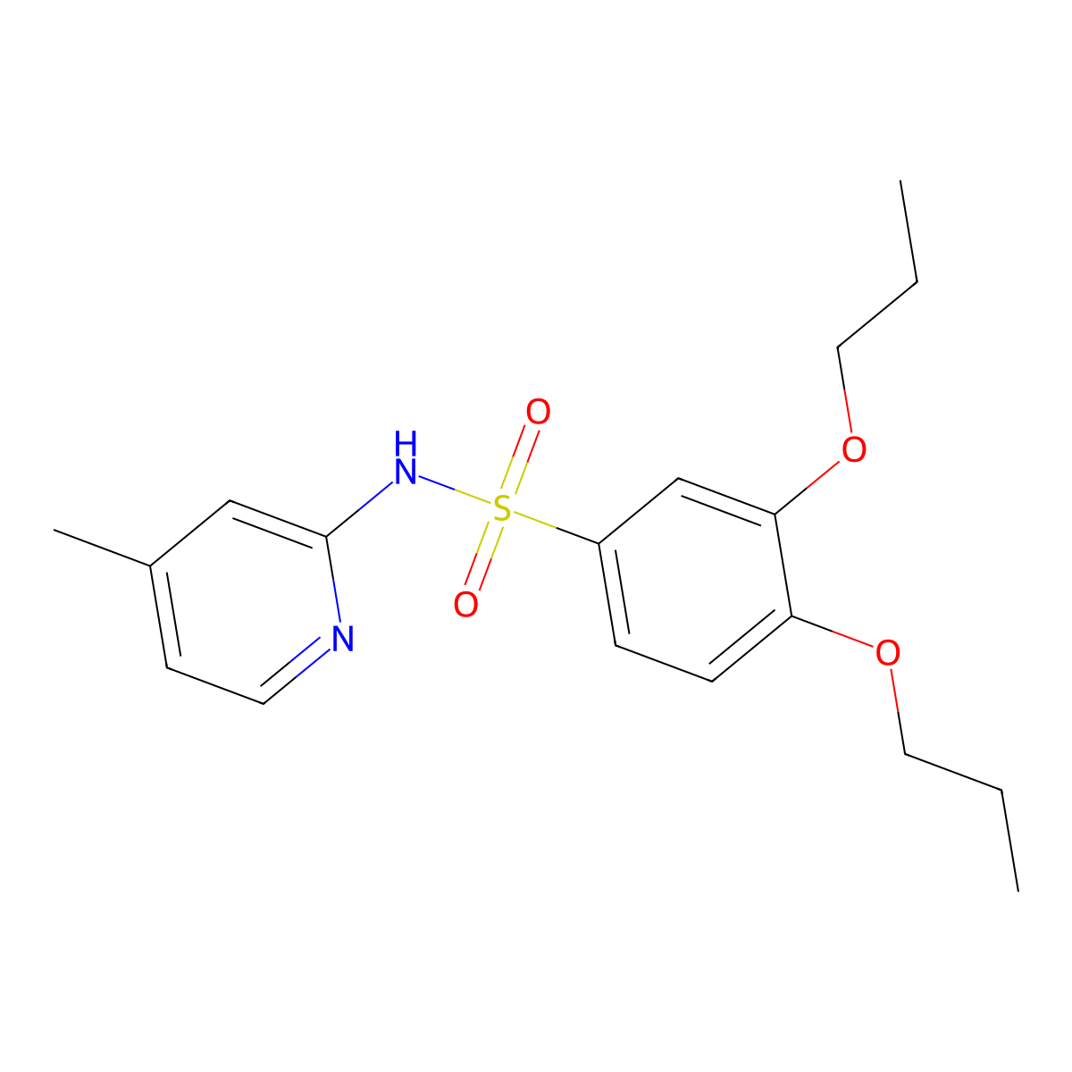 N-(4-methylpyridin-2-yl)-3,4-dipropoxybenzene-1-sulfonamide molecular structure, CAS 1374683-29-0