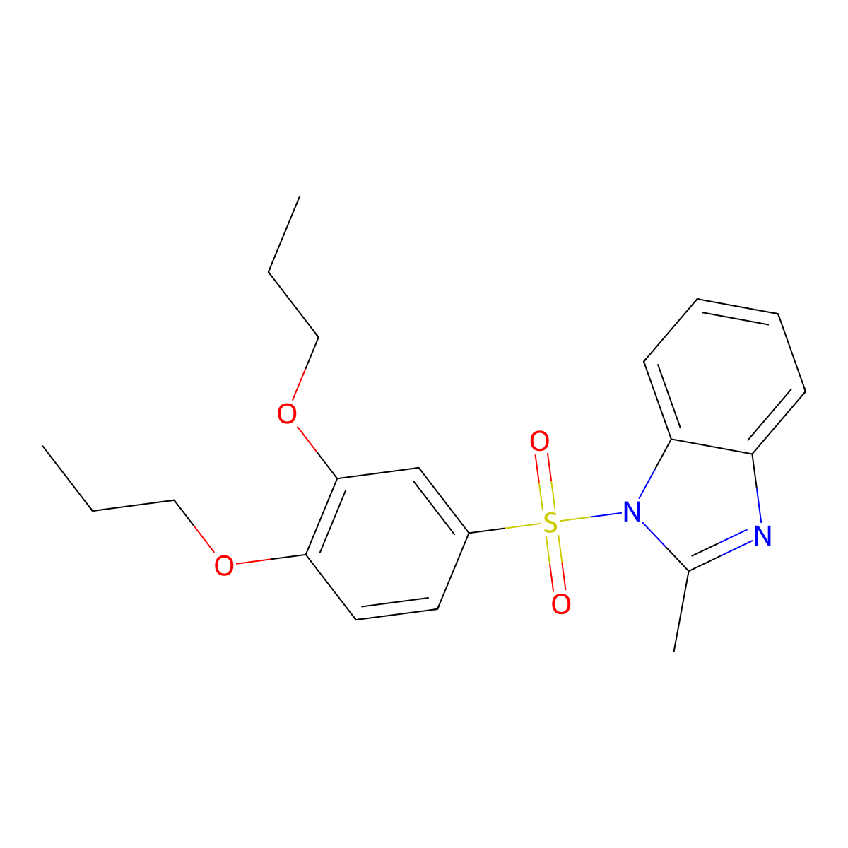 1-[(3,4-dipropoxyphenyl)sulfonyl]-2-methyl-1H-benzimidazole molecular structure, CAS 1374683-51-8