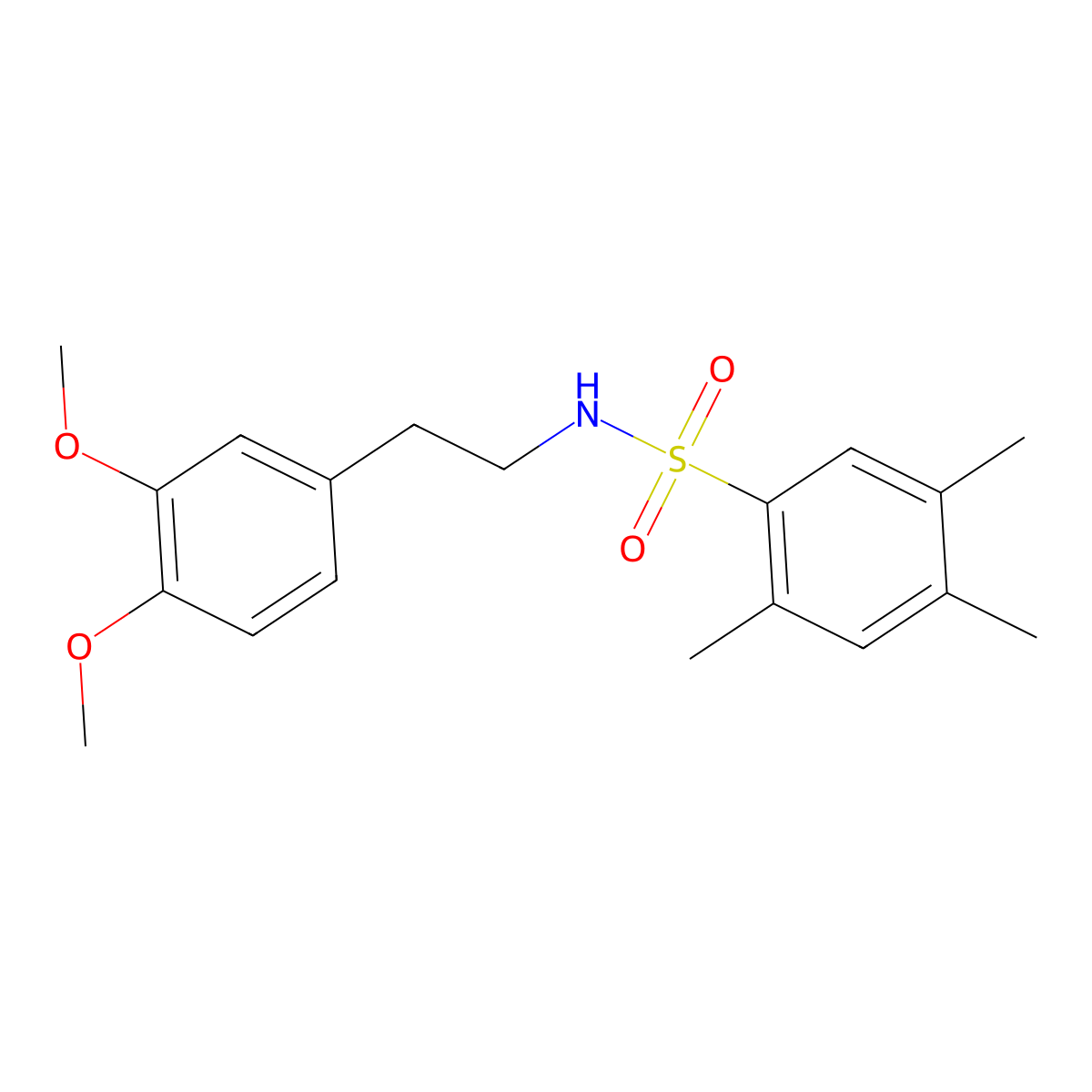 N-[2-(3,4-dimethoxyphenyl)ethyl]-2,4,5-trimethylbenzene-1-sulfonamide molecular structure, CAS 1374683-70-1