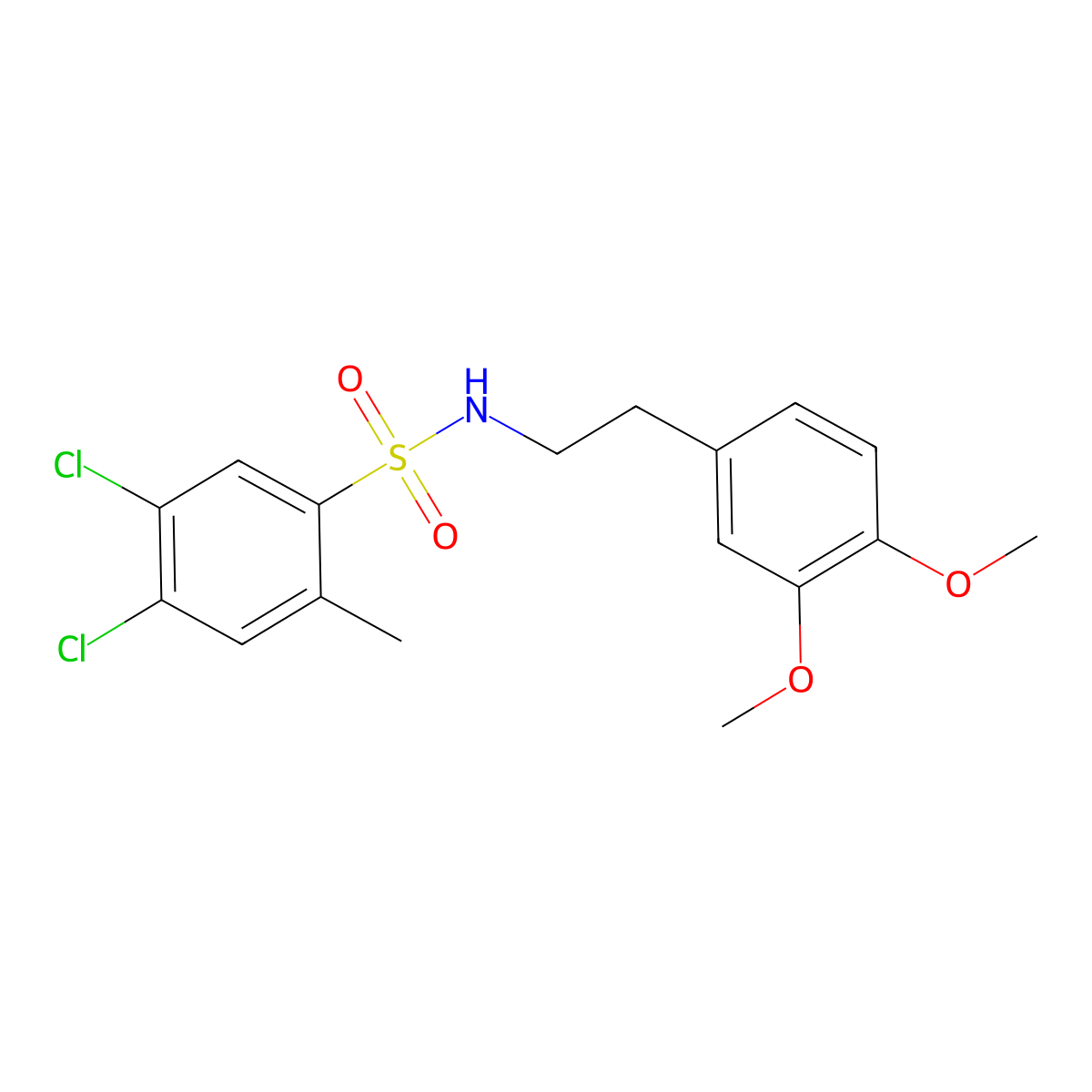 4,5-dichloro-N-[2-(3,4-dimethoxyphenyl)ethyl]-2-methylbenzenesulfonamide molecular structure, CAS 1374683-79-0