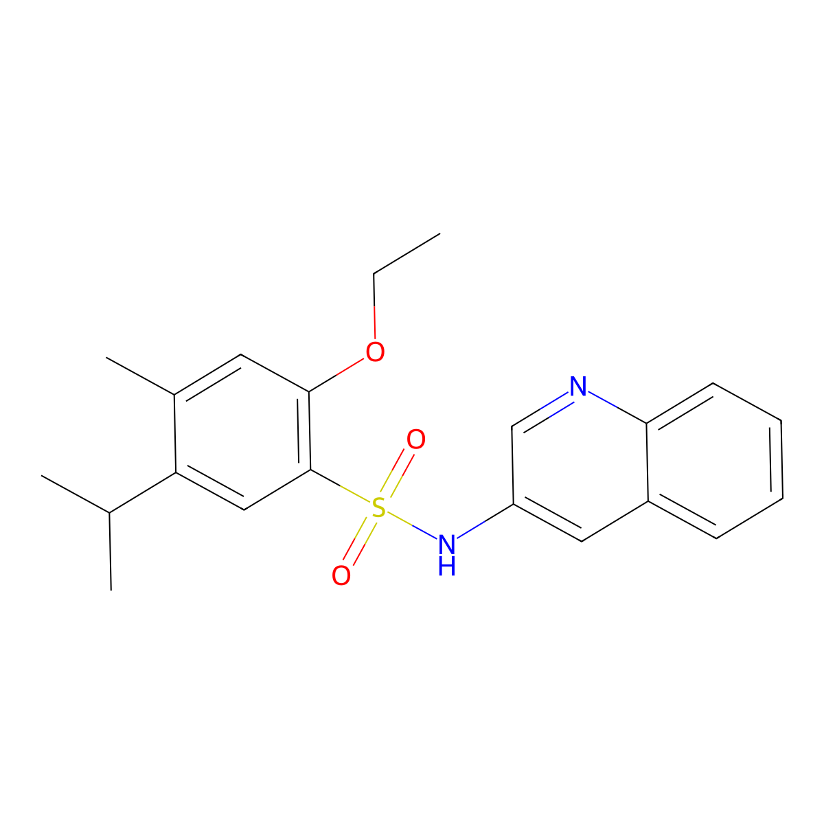 2-ethoxy-4-methyl-5-(propan-2-yl)-N-(quinolin-3-yl)benzene-1-sulfonamide molecular structure, CAS 1374683-83-6