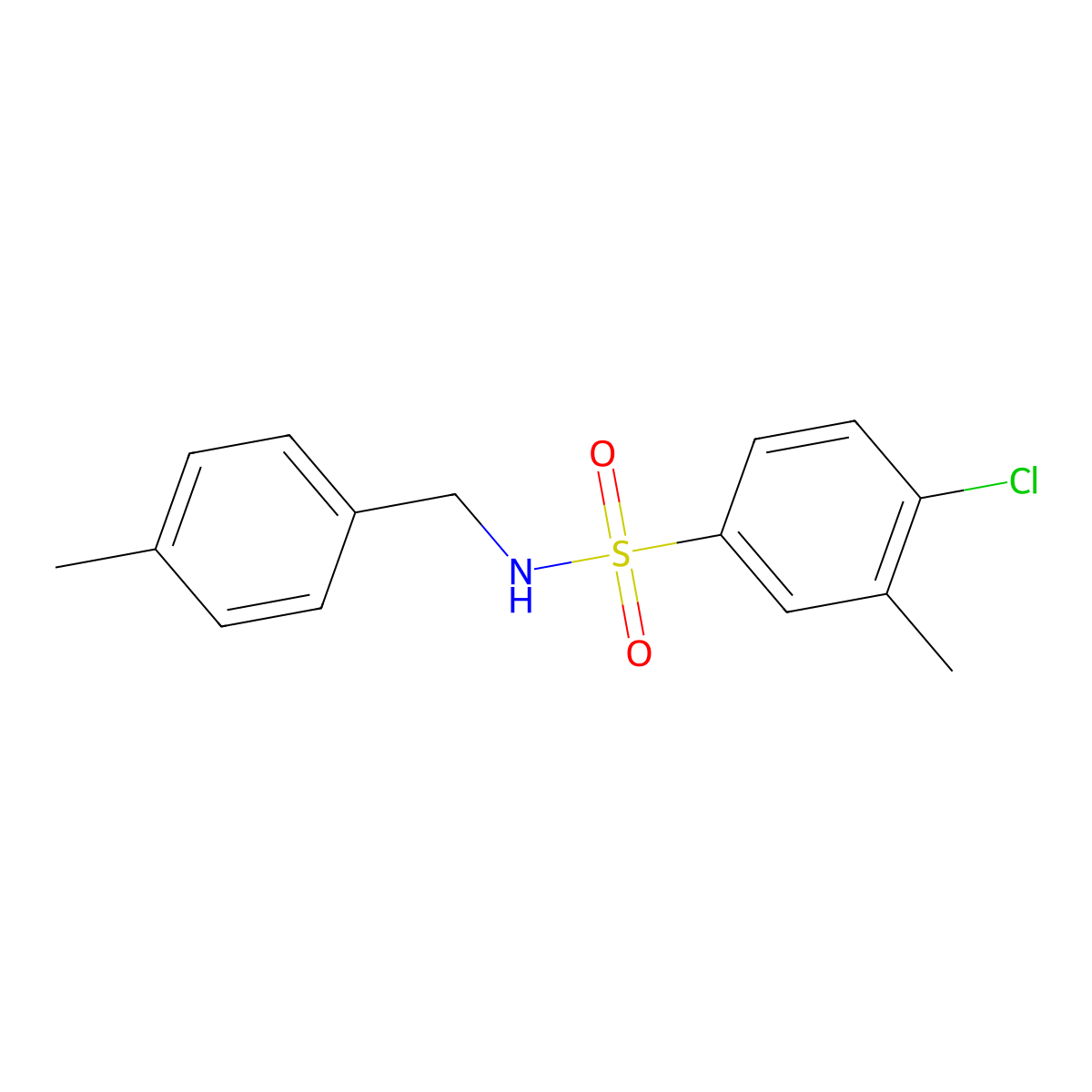 4-chloro-3-methyl-N-[(4-methylphenyl)methyl]benzene-1-sulfonamide molecular structure, CAS 1374683-99-4