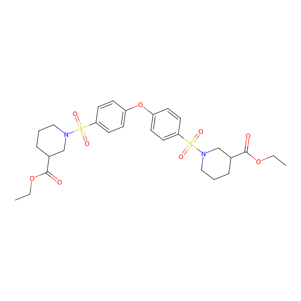 Ethyl 1-[4-(4-{[3-(ethoxycarbonyl)piperidin-1-yl]sulfonyl}phenoxy)benzenesulfonyl]piperidine-3-carboxylate molecular structure, CAS 1374684-14-6