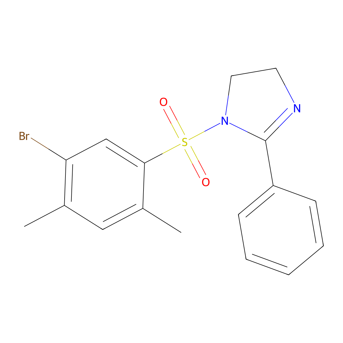 1-(5-bromo-2,4-dimethylbenzenesulfonyl)-2-phenyl-4,5-dihydro-1H-imidazole molecular structure, CAS 1374684-19-1