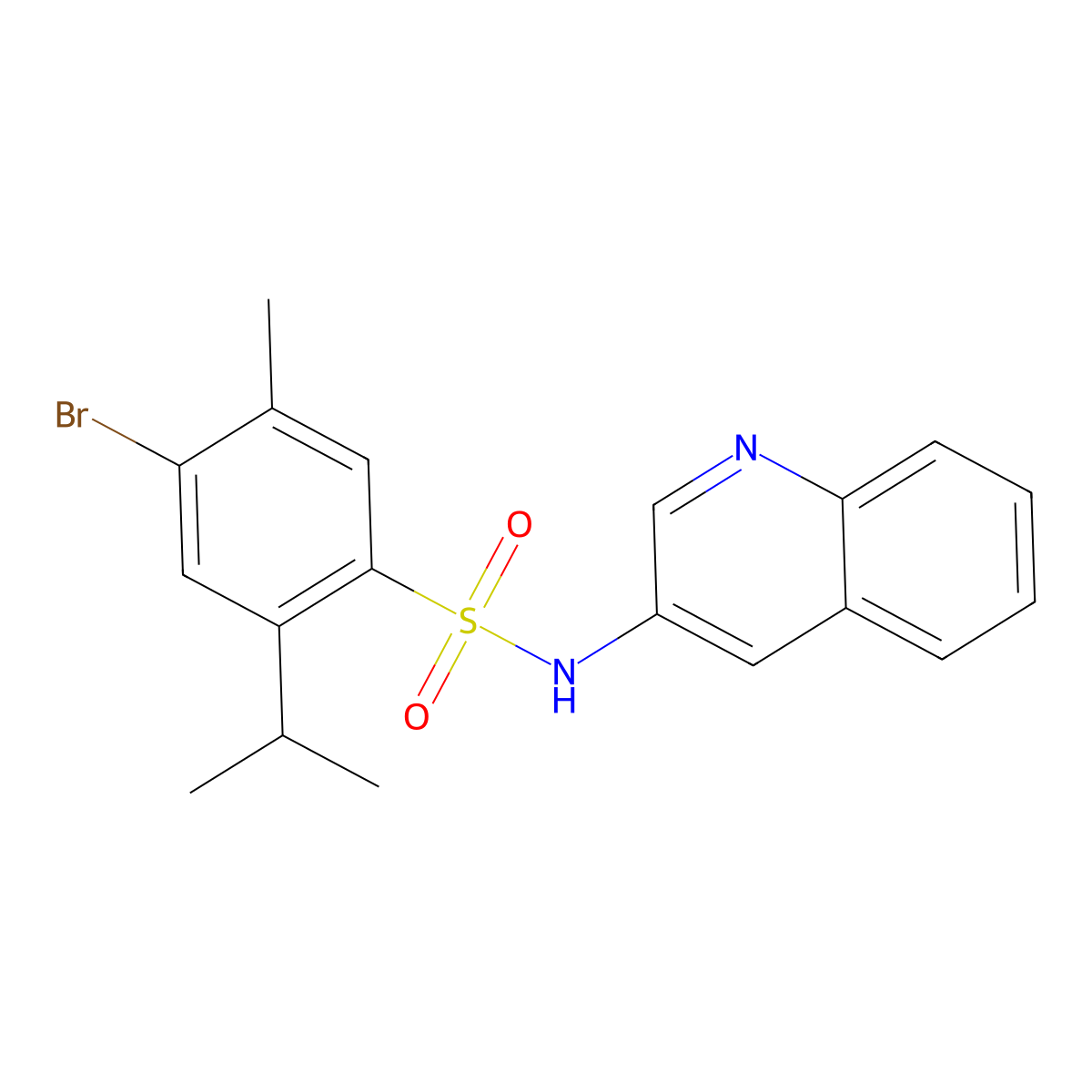 4-bromo-5-methyl-2-(propan-2-yl)-N-(quinolin-3-yl)benzene-1-sulfonamide molecular structure, CAS 1374684-20-4