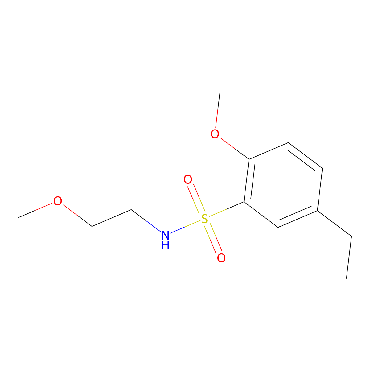 5-ethyl-2-methoxy-N-(2-methoxyethyl)benzenesulfonamide molecular structure, CAS 1374684-23-7