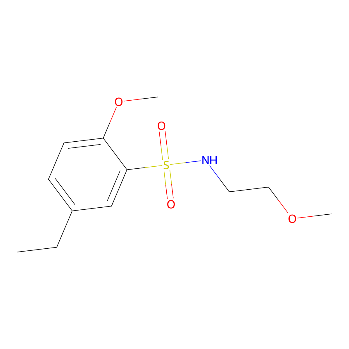 5-ethyl-2-methoxy-N-(2-methoxyethyl)benzenesulfonamide molecular structure, CAS 1374684-23-7