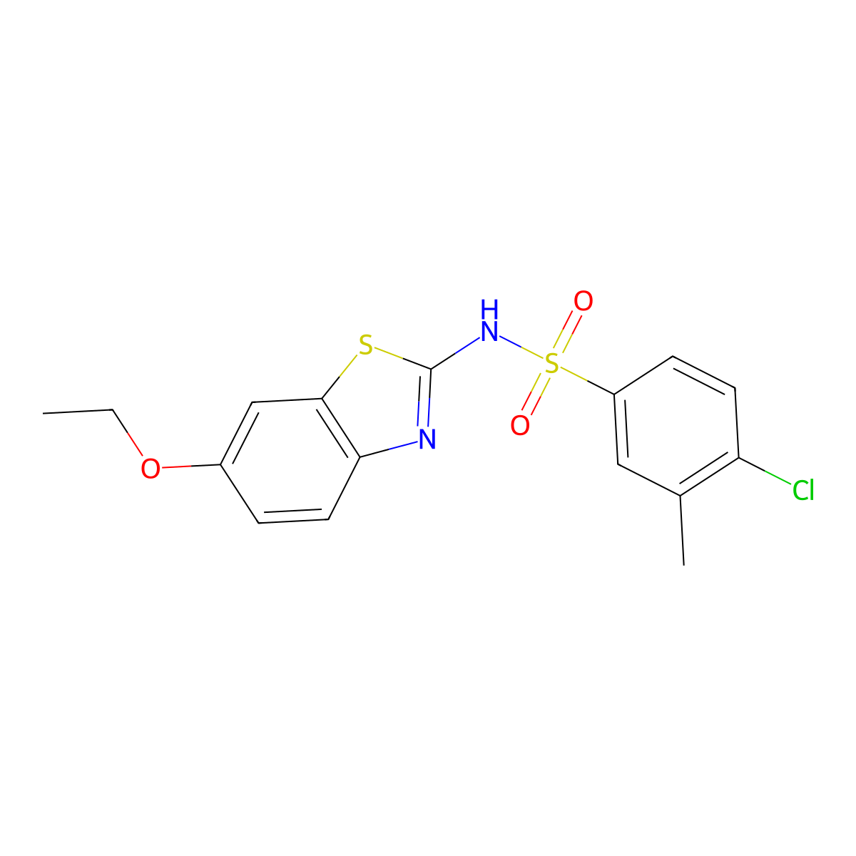 4-chloro-N-(6-ethoxy-1,3-benzothiazol-2-yl)-3-methylbenzene-1-sulfonamide molecular structure, CAS 1374684-27-1