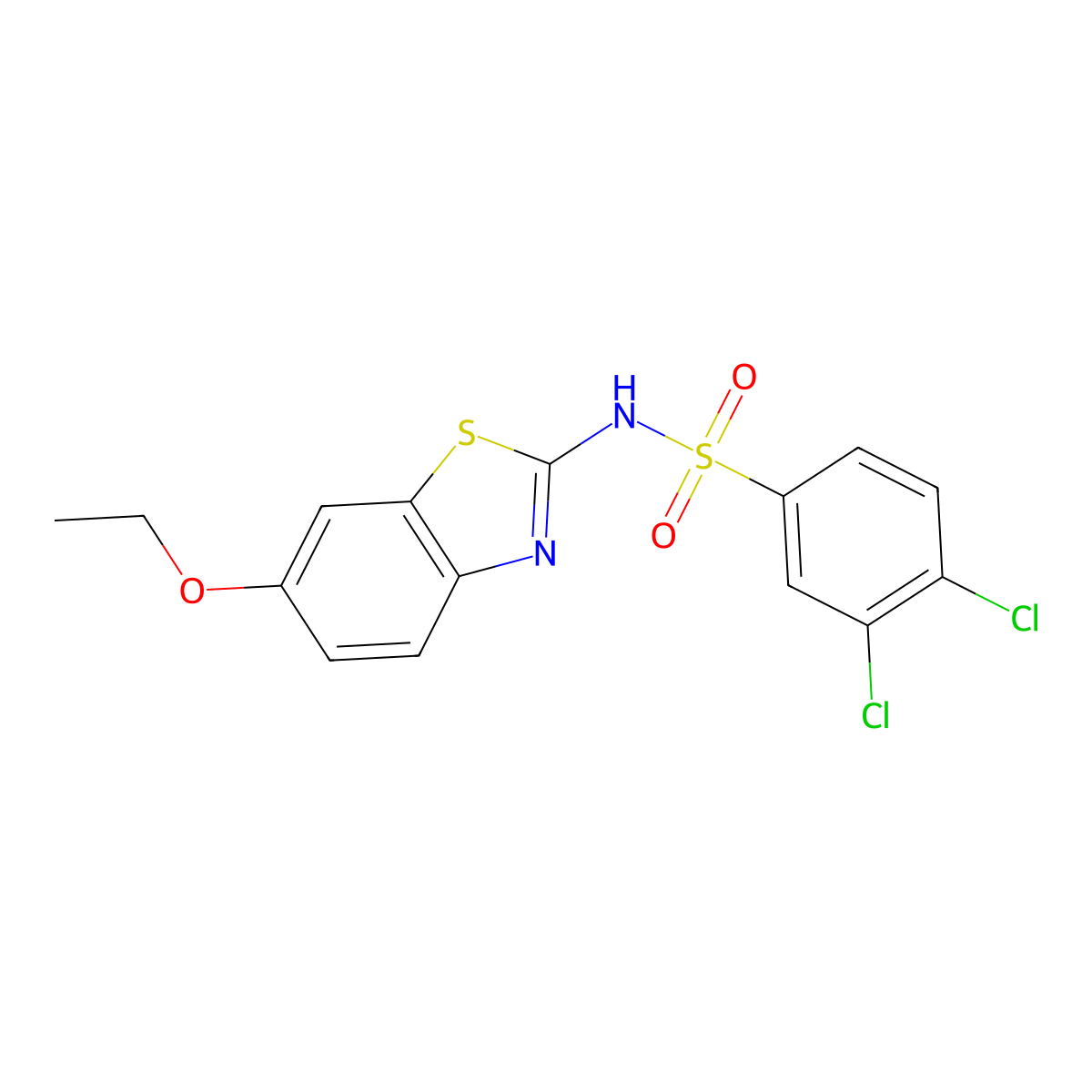 3,4-dichloro-N-(6-ethoxy-1,3-benzothiazol-2-yl)benzenesulfonamide molecular structure, CAS 1374684-52-2