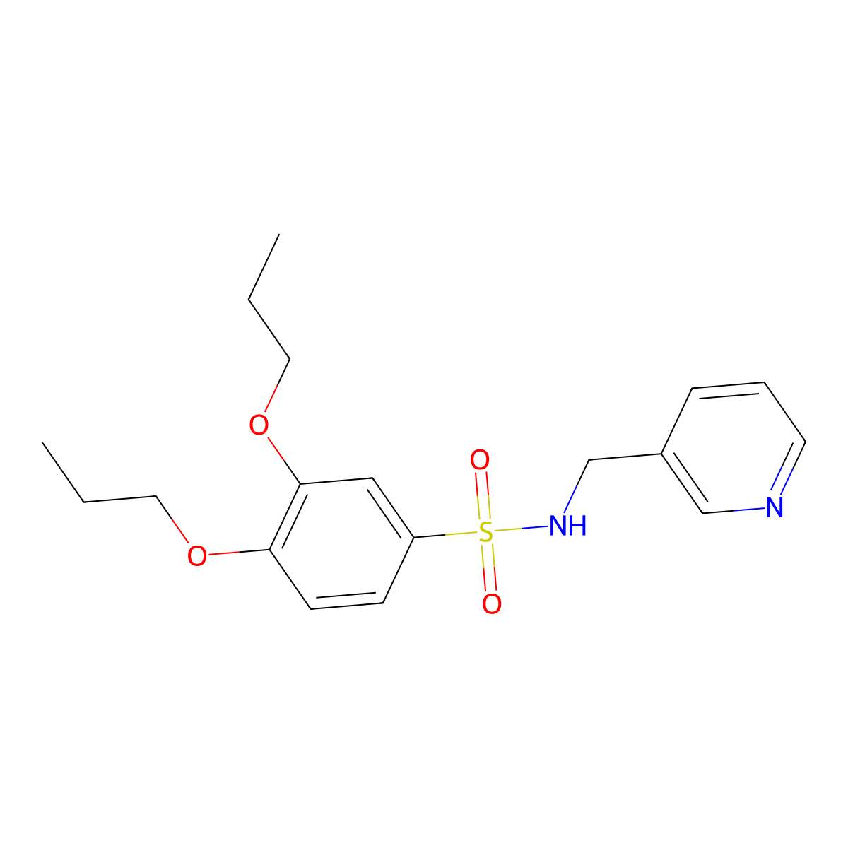 3,4-dipropoxy-N-[(pyridin-3-yl)methyl]benzene-1-sulfonamide molecular structure, CAS 1374684-62-4