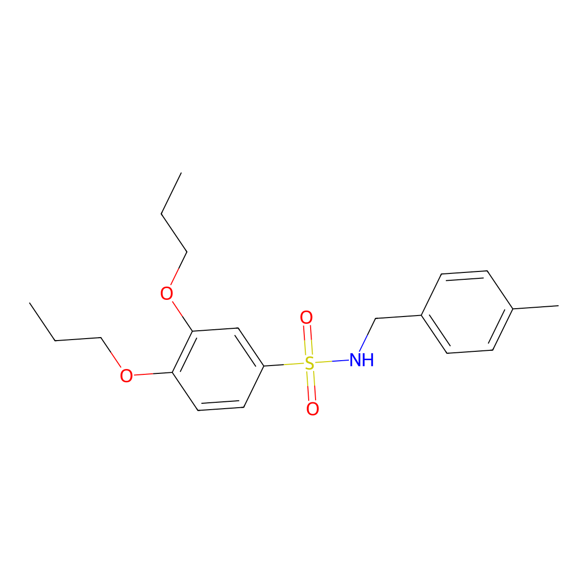 N-(4-methylbenzyl)-3,4-dipropoxybenzenesulfonamide molecular structure, CAS 1374684-71-5