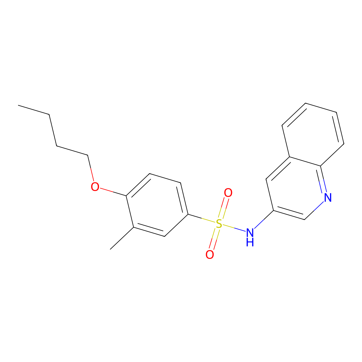 4-butoxy-3-methyl-N-(3-quinolinyl)benzenesulfonamide molecular structure, CAS 1374684-75-9