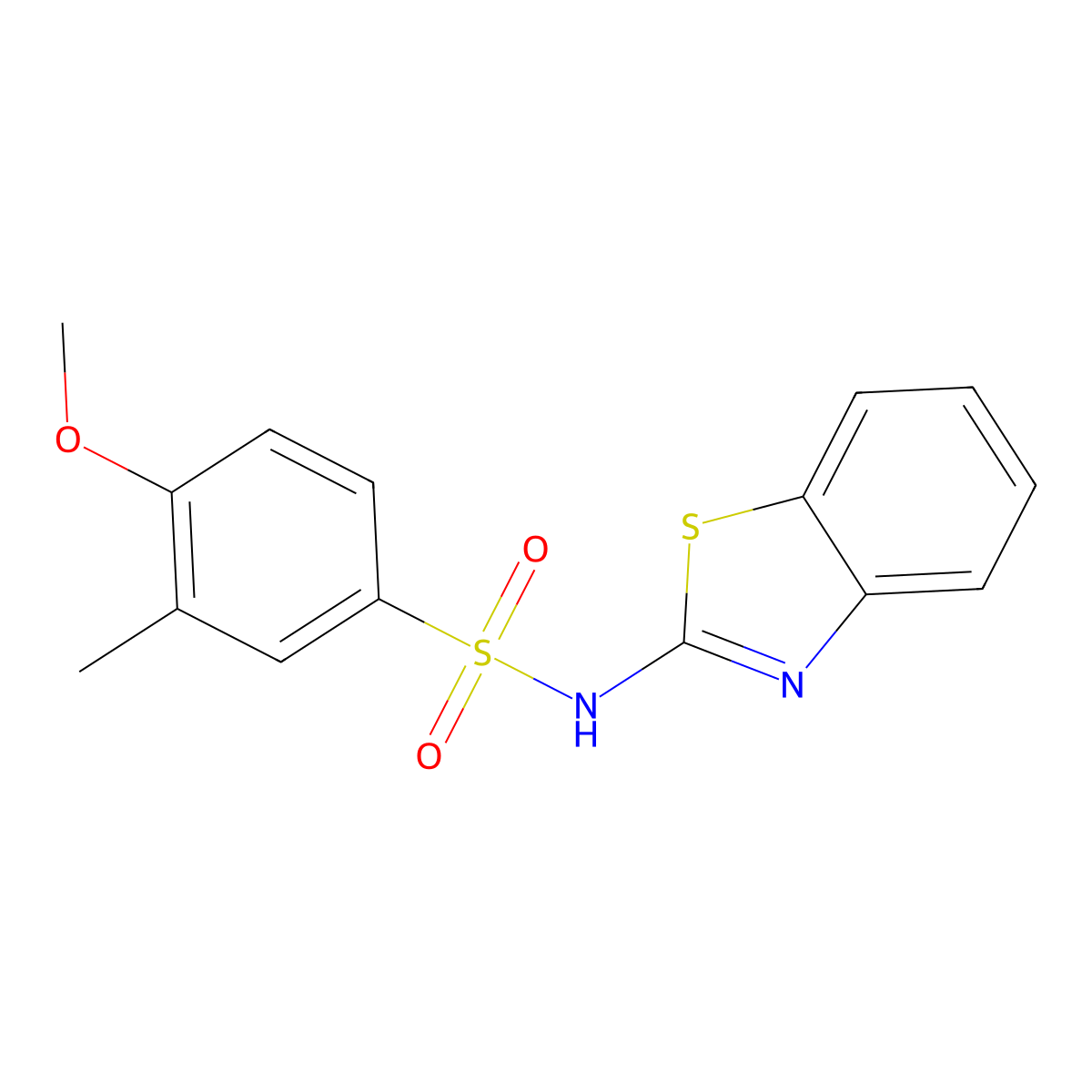 N-(1,3-benzothiazol-2-yl)-4-methoxy-3-methylbenzenesulfonamide molecular structure, CAS 1374684-86-2