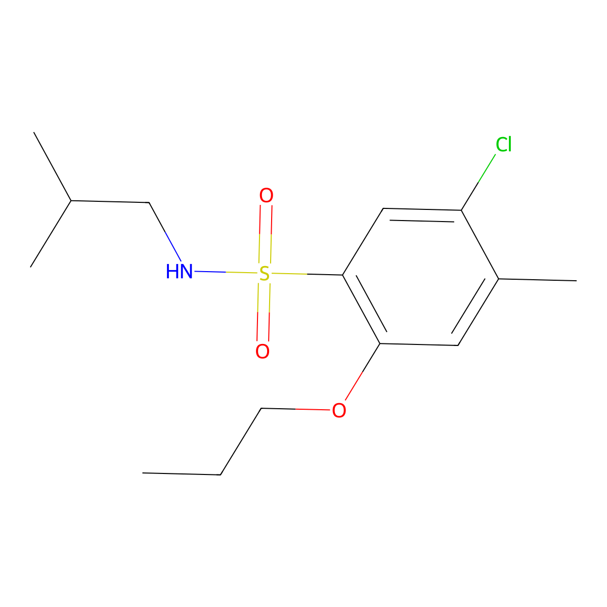 5-chloro-N-isobutyl-4-methyl-2-propoxybenzenesulfonamide molecular structure, CAS 1374684-91-9