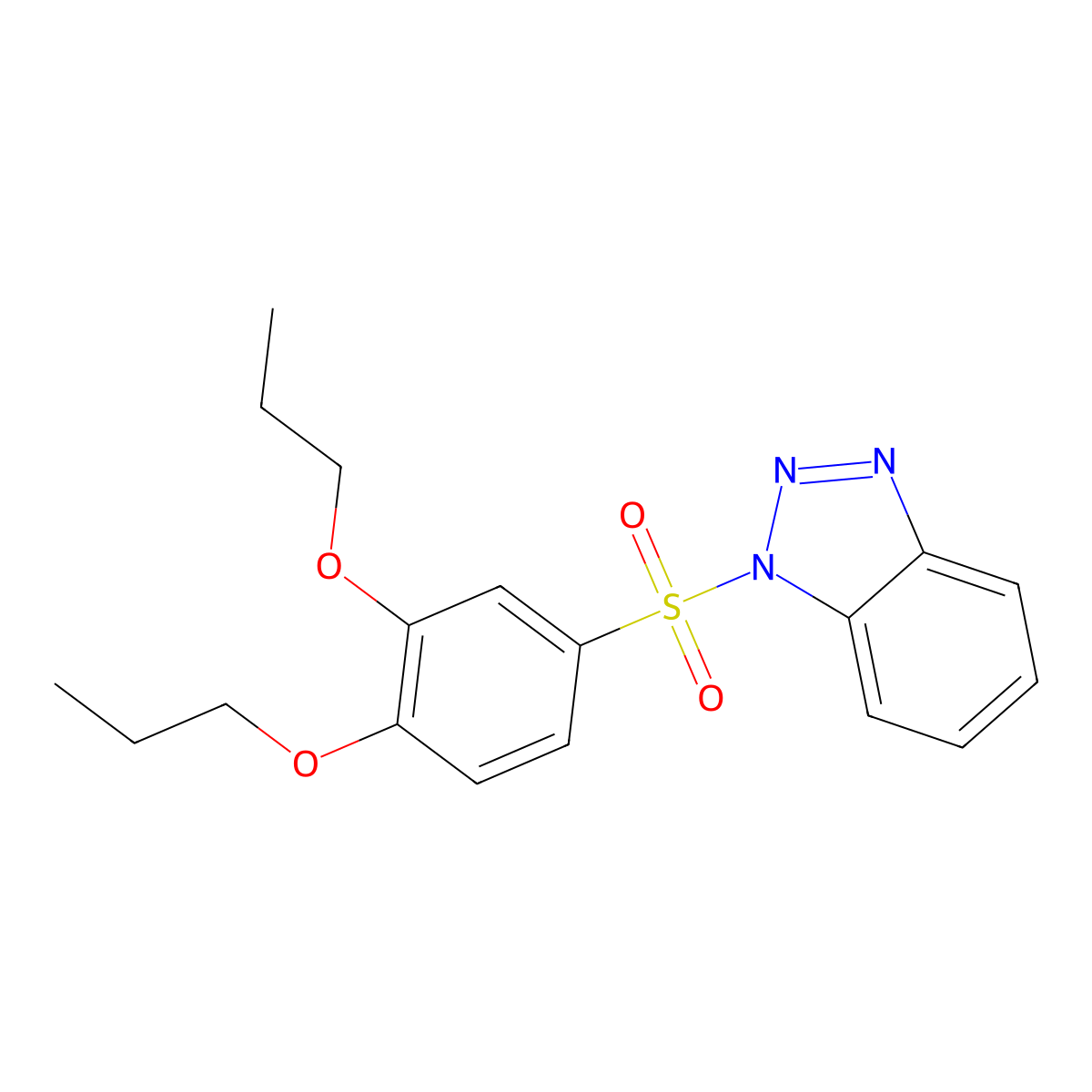 1-[(3,4-dipropoxyphenyl)sulfonyl]-1H-1,2,3-benzotriazole molecular structure, CAS 1374685-03-6