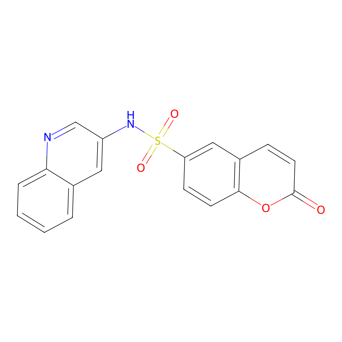 2-oxo-N-(quinolin-3-yl)-2H-chromene-6-sulfonamide molecular structure, CAS 1374685-05-8