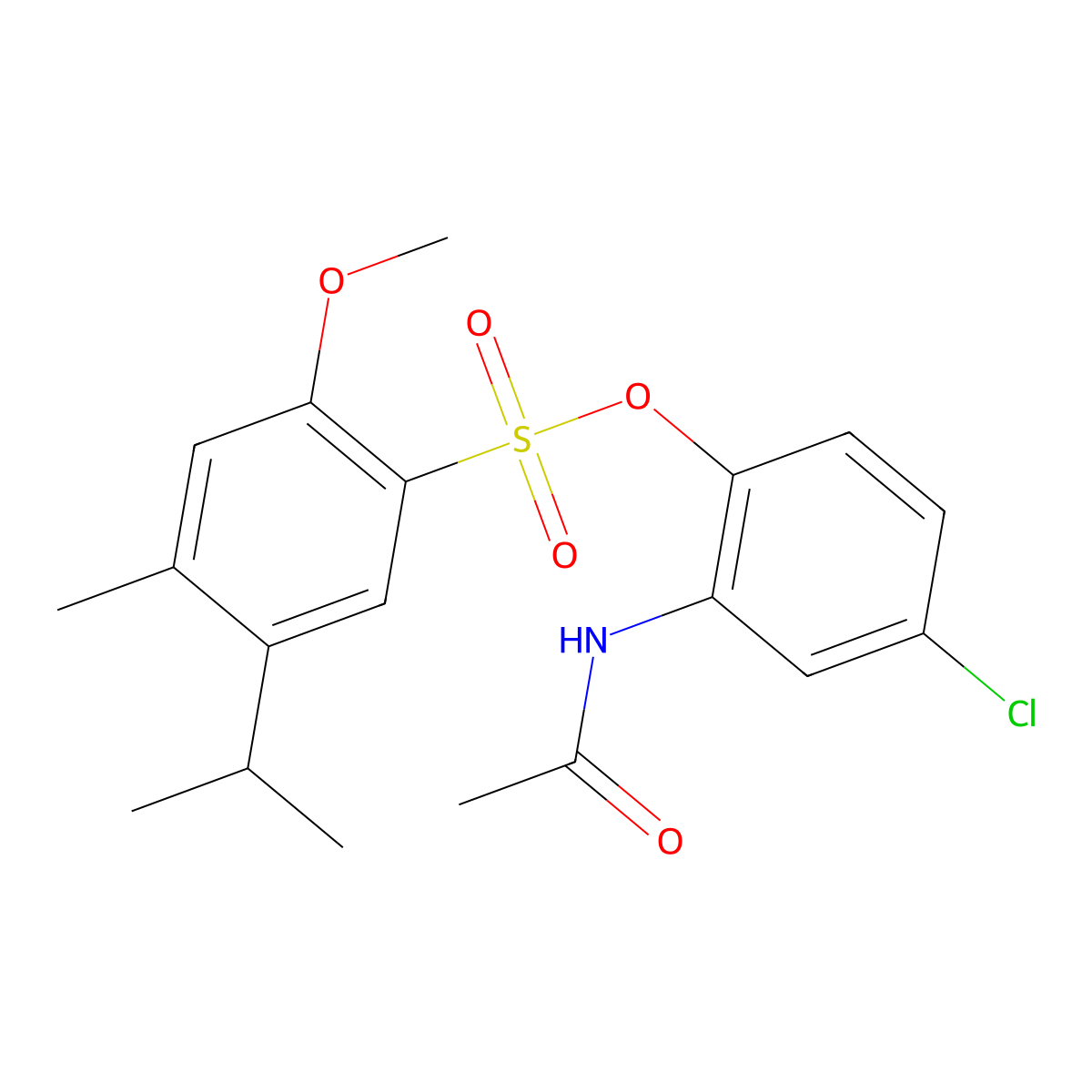 2-(Acetylamino)-4-chlorophenyl 5-isopropyl-2-methoxy-4-methylbenzenesulfonate molecular structure, CAS 1374685-25-2