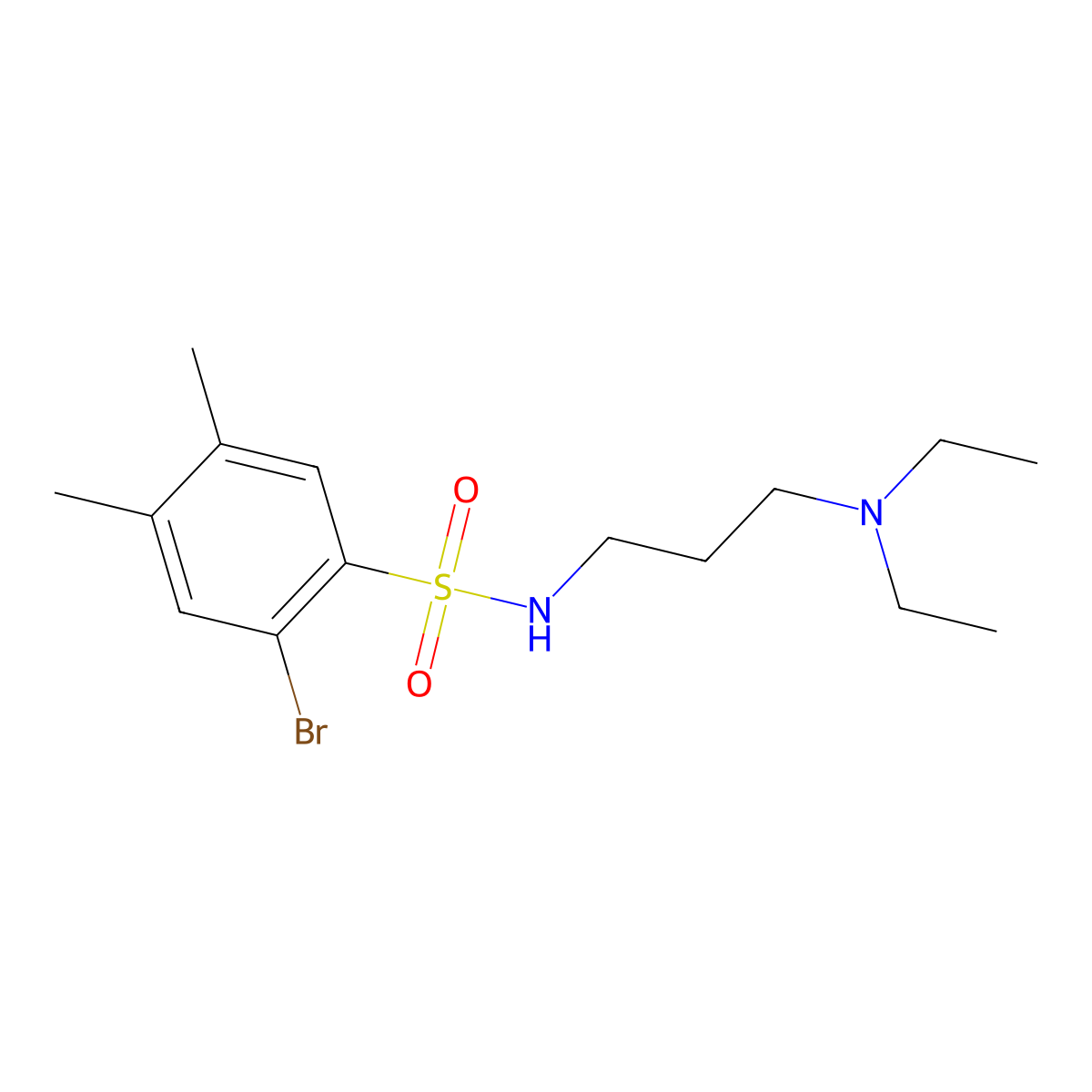 2-bromo-N-[3-(diethylamino)propyl]-4,5-dimethylbenzene-1-sulfonamide molecular structure, CAS 1374685-26-3