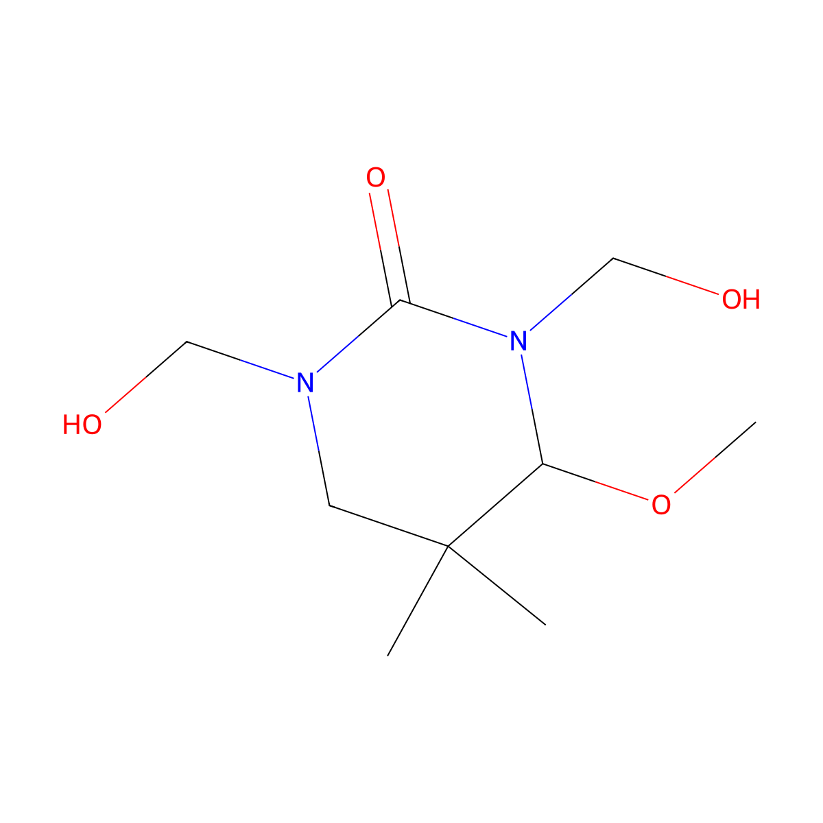 2(1H)-Pyrimidinone, tetrahydro-1,3-bis(hydroxymethyl)-4-methoxy-5,5-dimethyl- molecular structure, CAS 13747-12-1