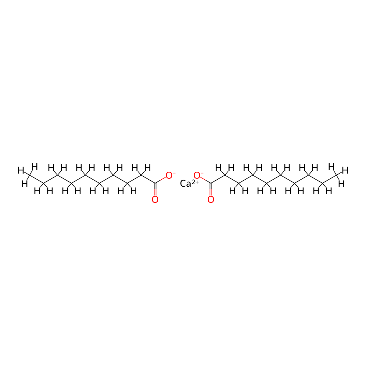 Calcium decanoate molecular structure, CAS 13747-30-3