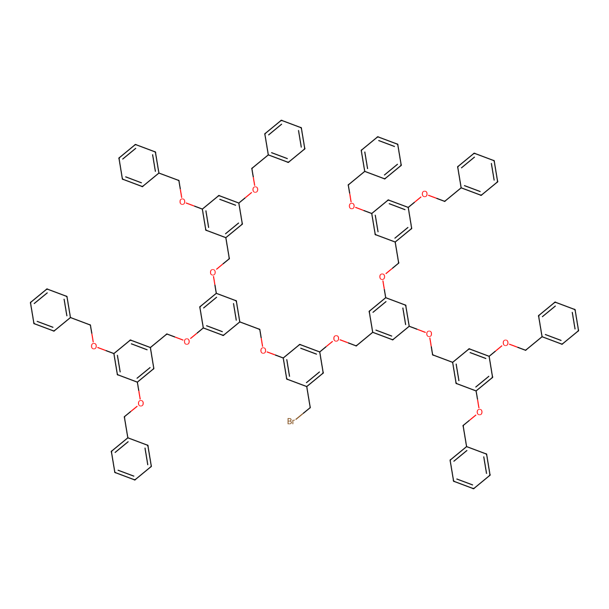 3,5-Bis[3,5-bis[3,5-bis(benzyloxy)benzyloxy]benzyloxy]benzyl bromide molecular structure, CAS 137472-17-4