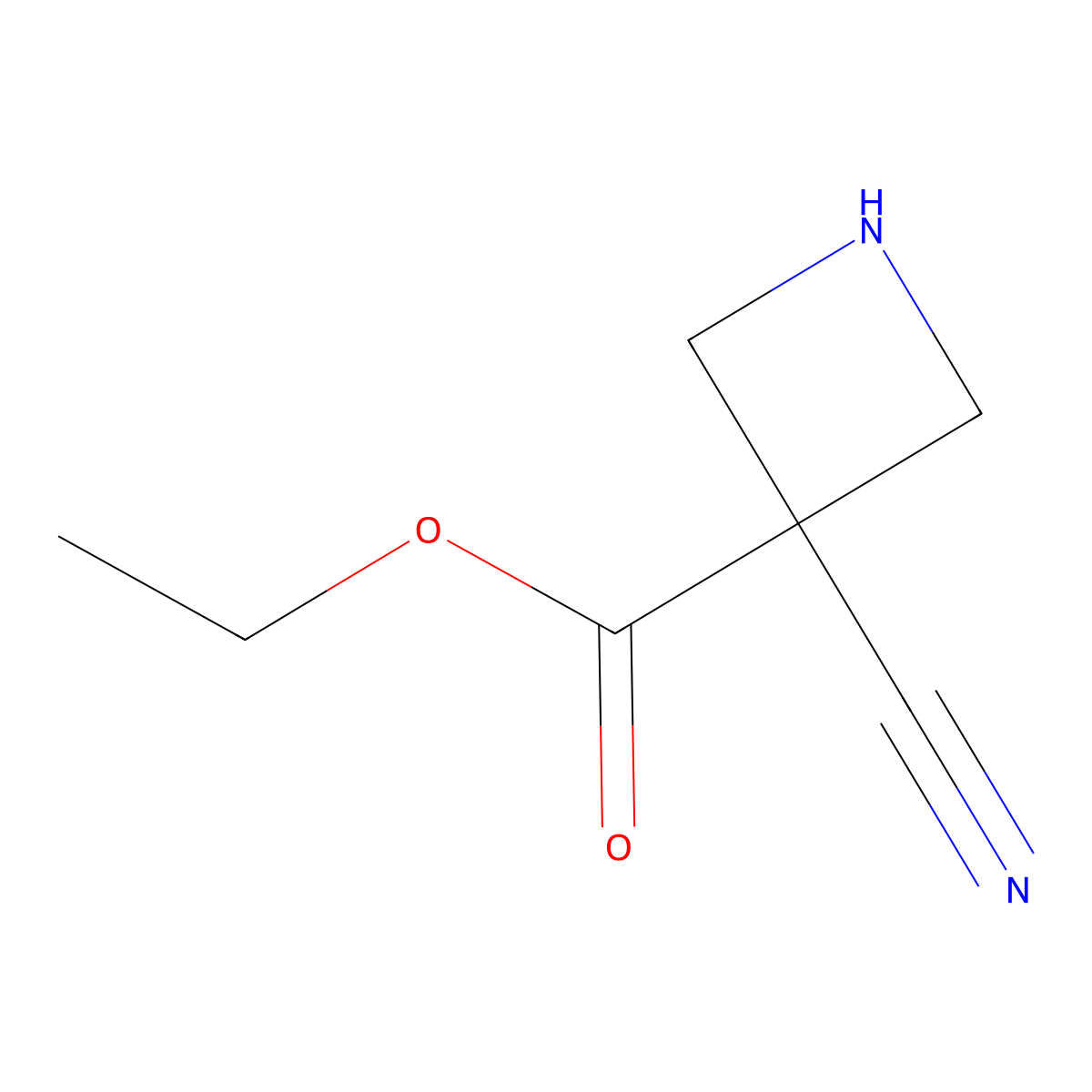 Ethyl 3-cyanoazetidine-3-carboxylate molecular structure, CAS 1374743-92-6