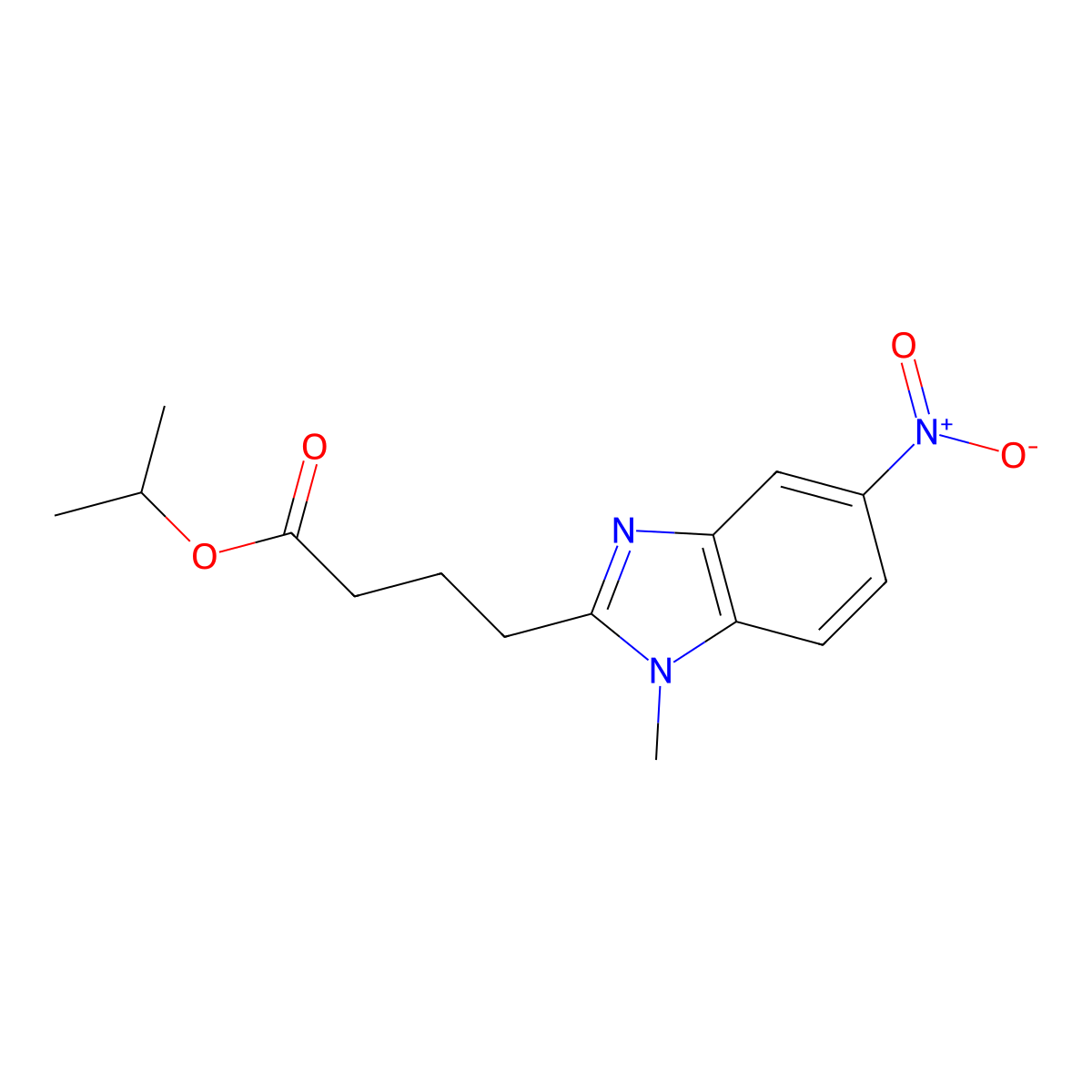 isopropyl 4-(1-methyl-5-nitro-1H-benzo[d]imidazol-2-yl)butanoate molecular structure, CAS 1374784-01-6