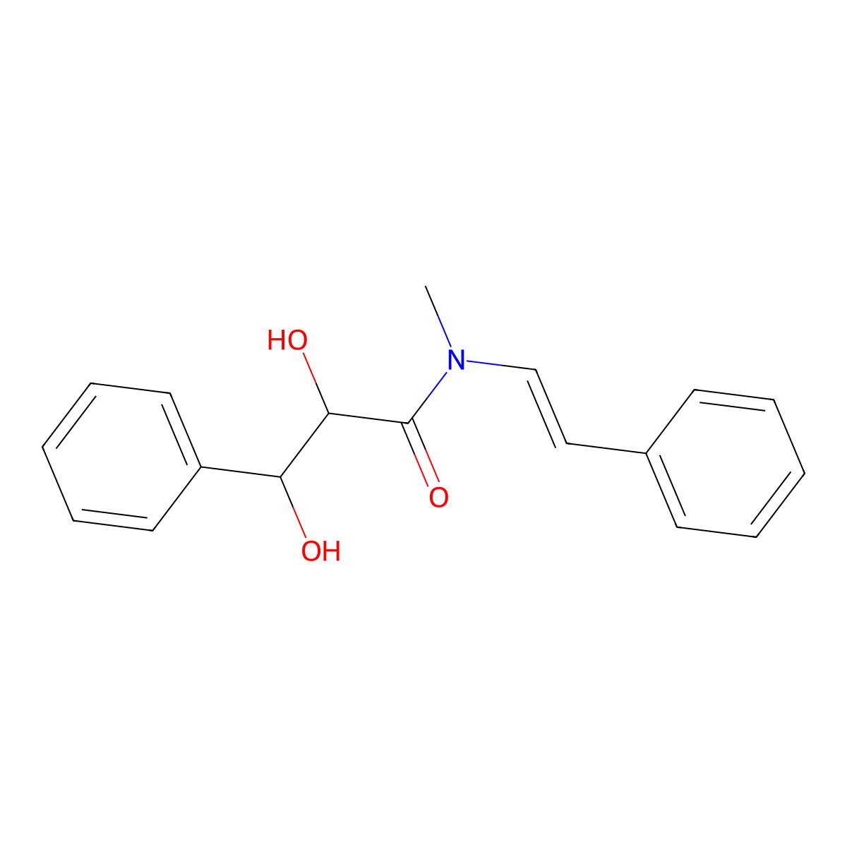 (-)-alpha,beta-Dihydroxy-N-methyl-N-[(1Z)-2-phenylethenyl]benzenepropanamide molecular structure, CAS 1374793-40-4