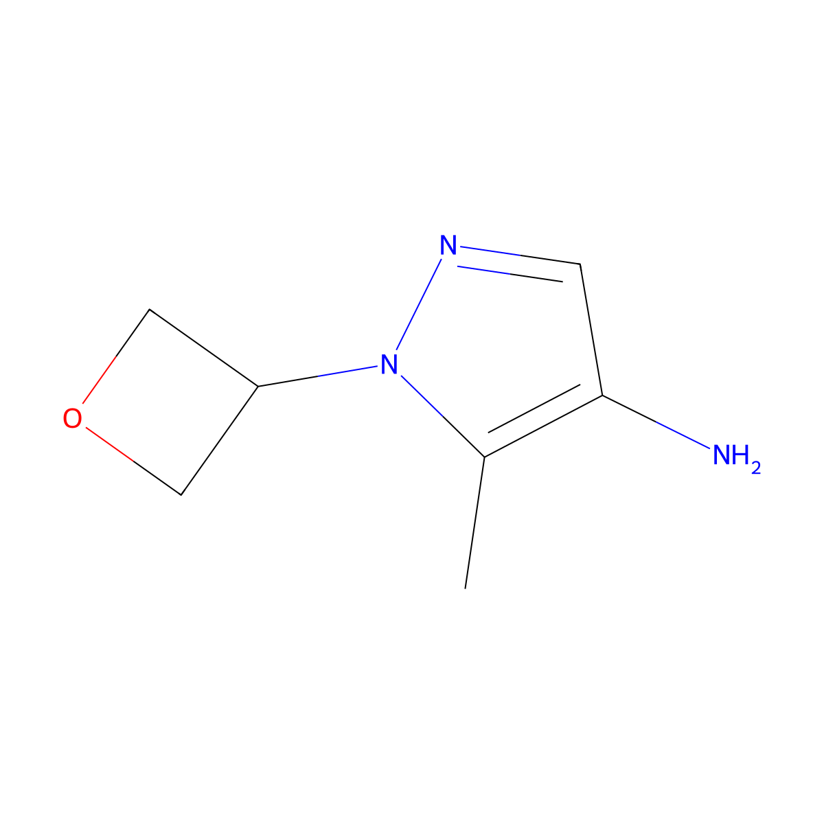 5-Methyl-1-(oxetan-3-YL)-1H-pyrazol-4-amine molecular structure, CAS 1374829-29-4