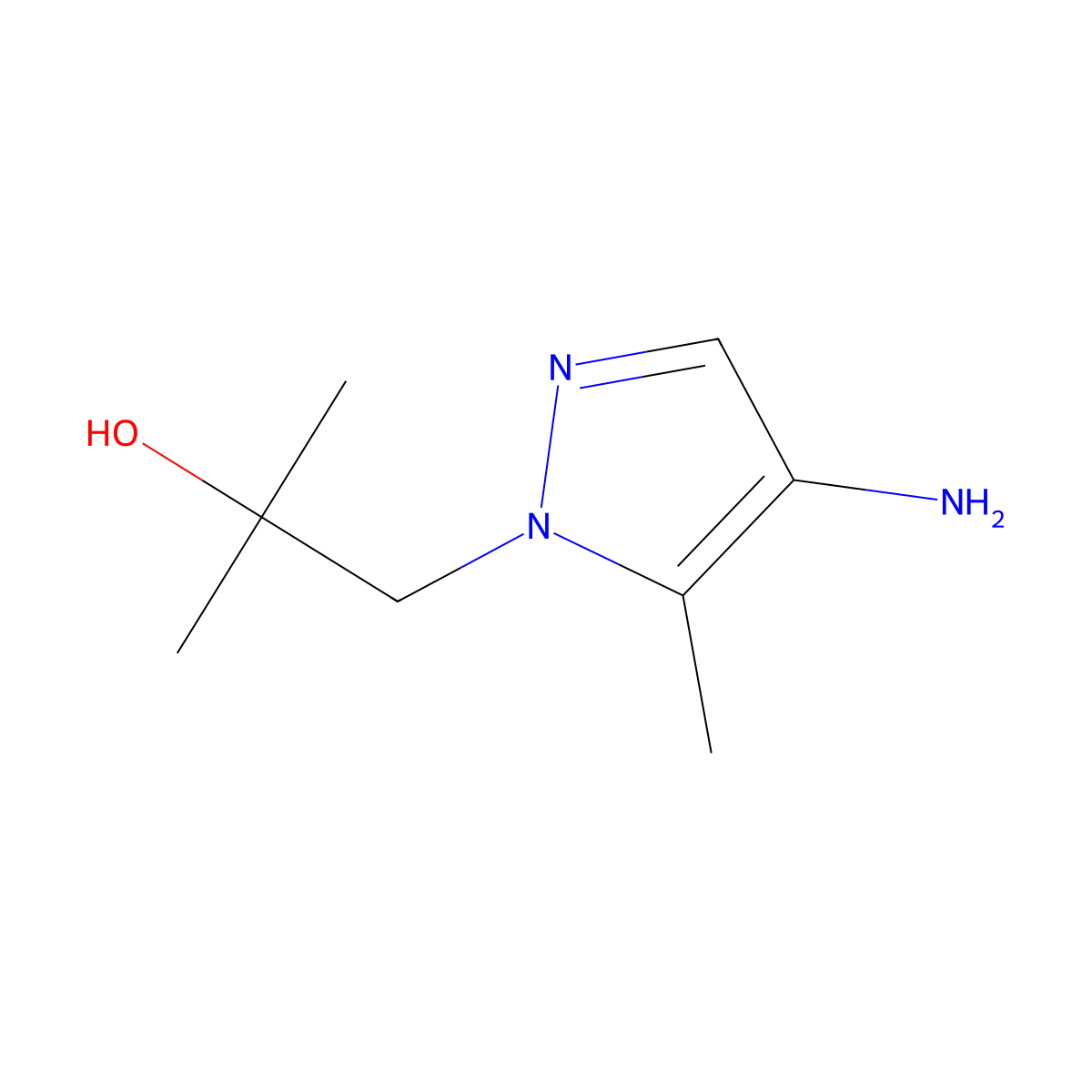 1-(4-amino-5-methyl-1H-pyrazol-1-yl)-2-methylpropan-2-ol molecular structure, CAS 1374829-55-6