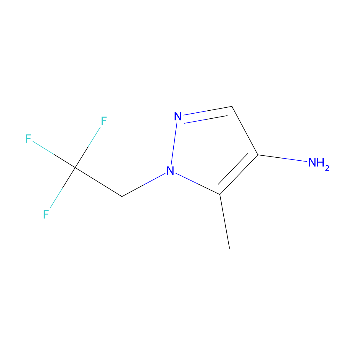 5-methyl-1-(2,2,2-trifluoroethyl)-1H-pyrazol-4-amine molecular structure, CAS 1374829-59-0