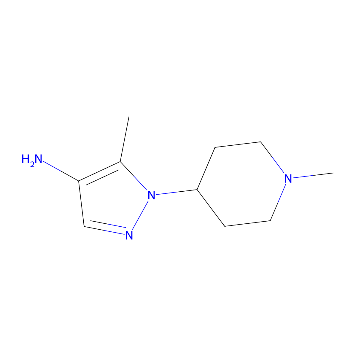 5-Methyl-1-(1-methylpiperidin-4-yl)-1h-pyrazol-4-amine molecular structure, CAS 1374829-83-0