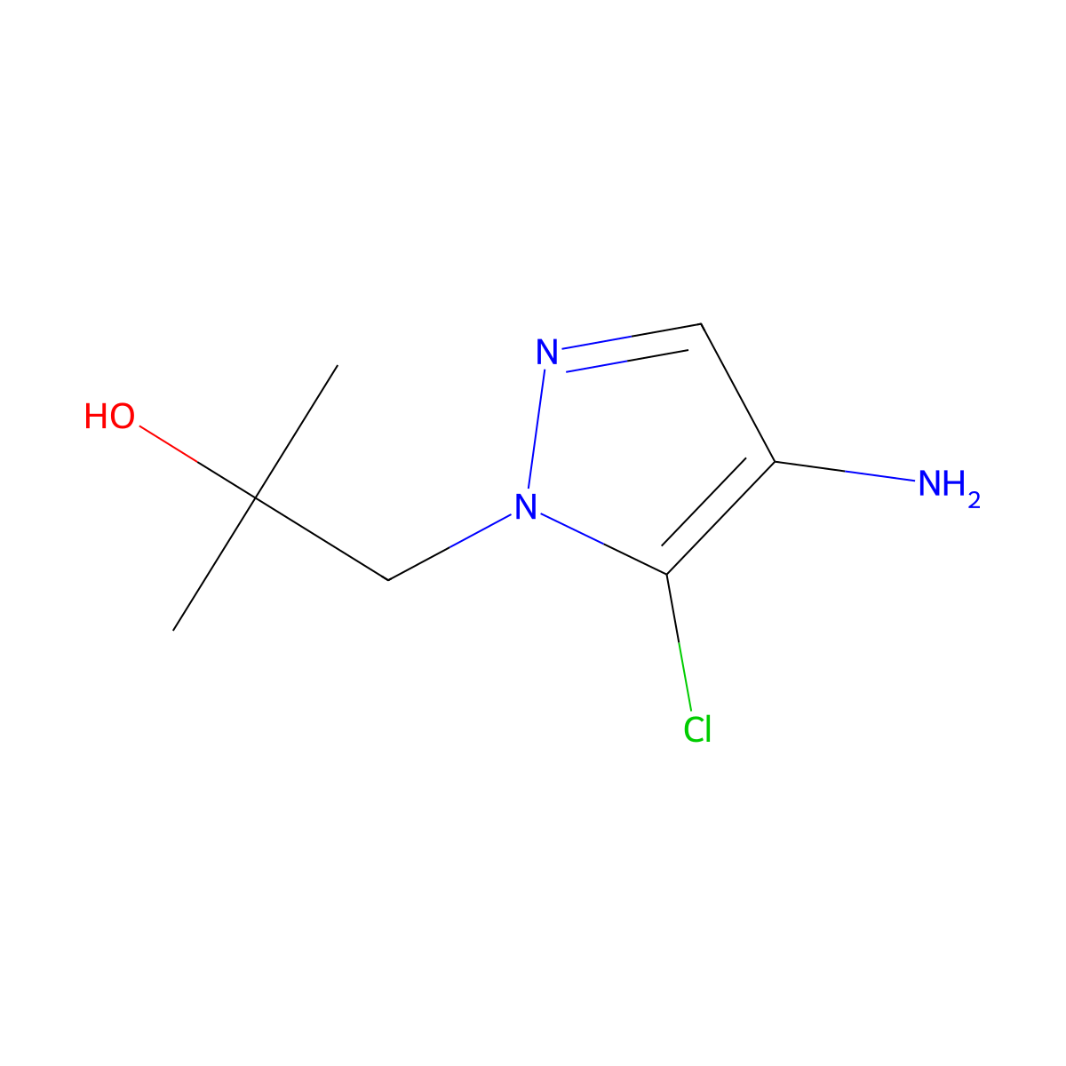 1-(4-Amino-5-chloro-1H-pyrazol-1-yl)-2-methylpropan-2-ol molecular structure, CAS 1374830-03-1