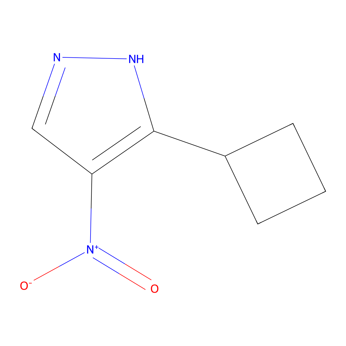 3-cyclobutyl-4-nitro-1H-pyrazole molecular structure, CAS 1374830-12-2