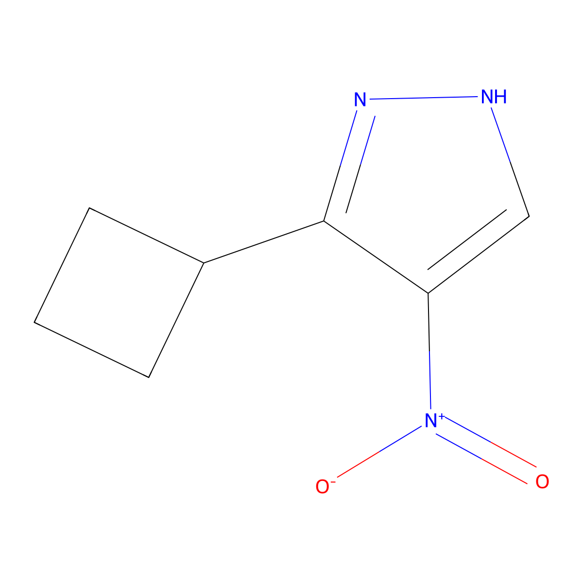 3-cyclobutyl-4-nitro-1H-pyrazole molecular structure, CAS 1374830-12-2