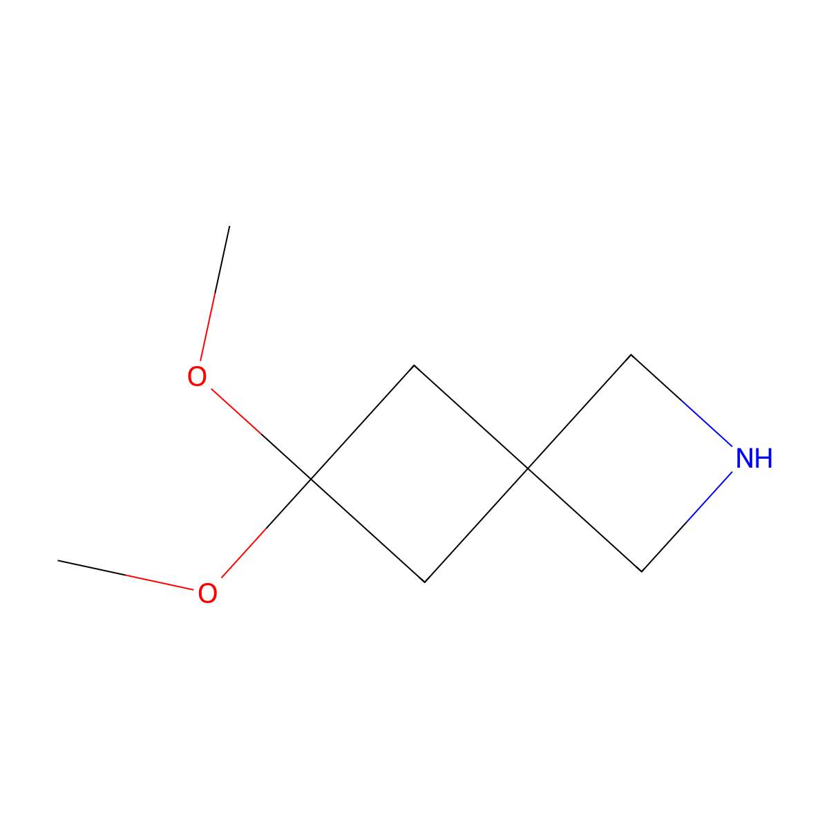 6,6-Dimethoxy-2-azaspiro[3.3]heptane molecular structure, CAS 1374830-31-5