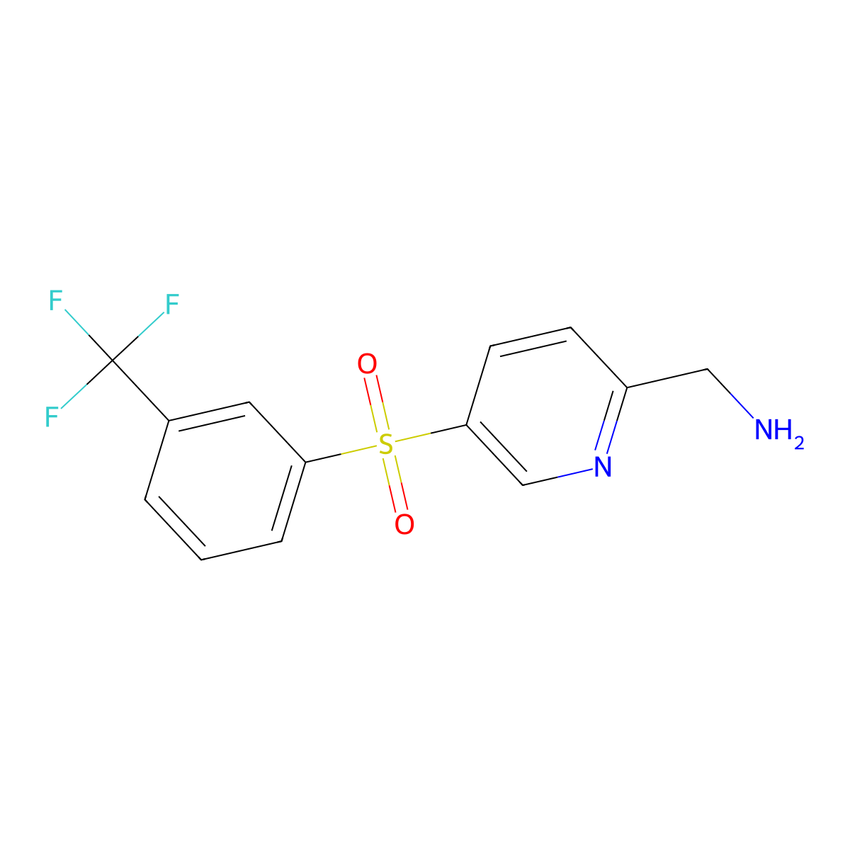 (5-((3-(Trifluoromethyl)phenyl)sulfonyl)pyridin-2-yl)methanamine molecular structure, CAS 1374864-85-3