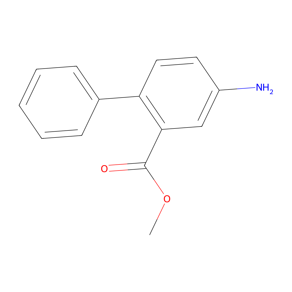 Methyl 4-amino-2-biphenylcarboxylate molecular structure, CAS 1374868-72-0