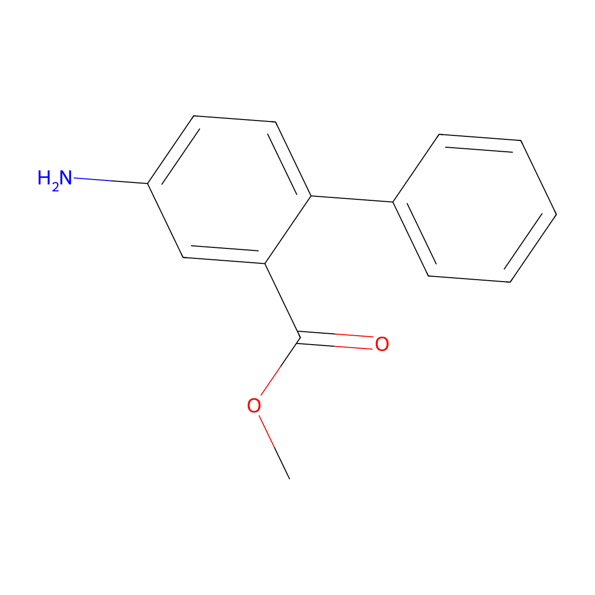 Methyl 4-amino-2-biphenylcarboxylate molecular structure, CAS 1374868-72-0