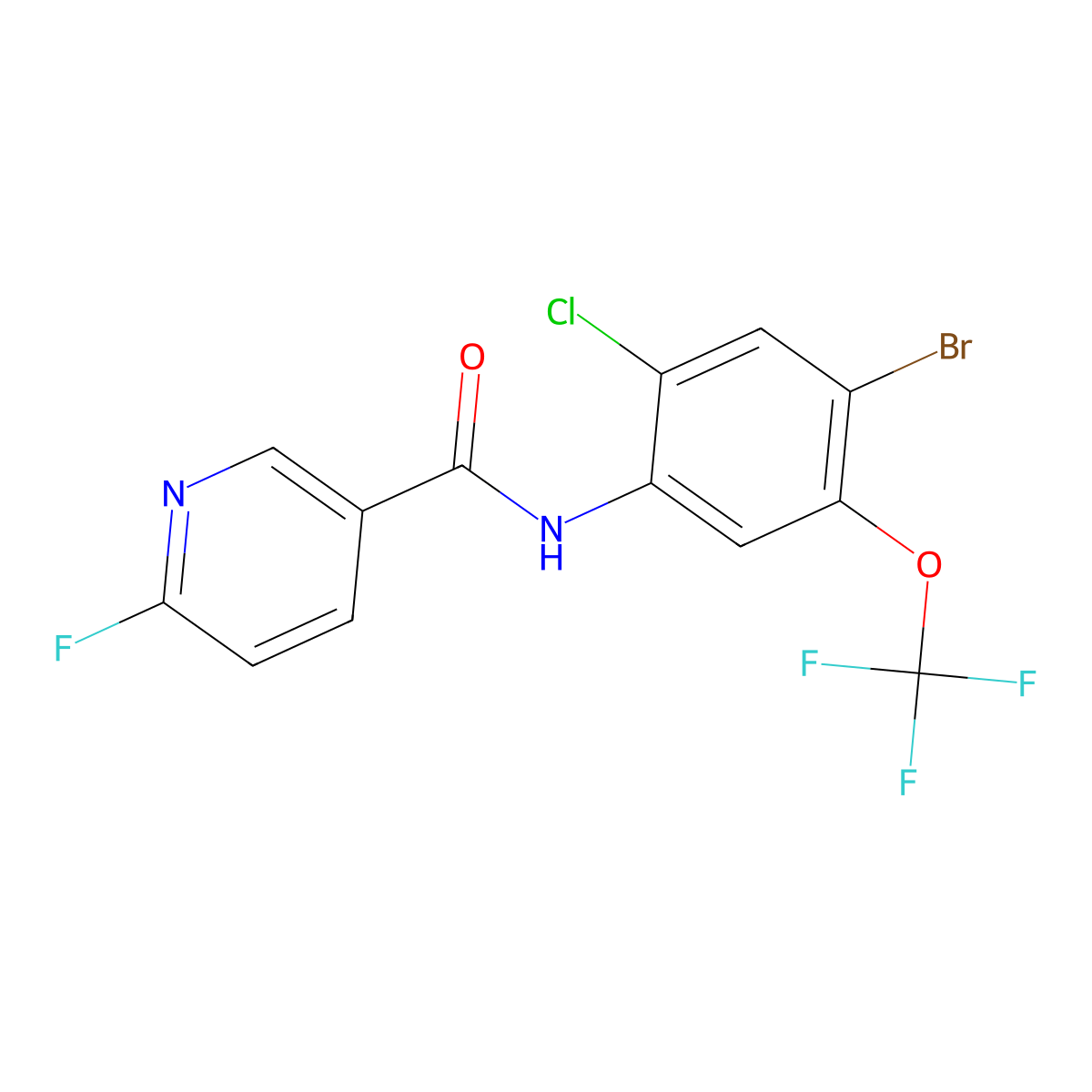3-Pyridinecarboxamide, N-[4-bromo-2-chloro-5-(trifluoromethoxy)phenyl]-6-fluoro- molecular structure, CAS 1374892-55-3