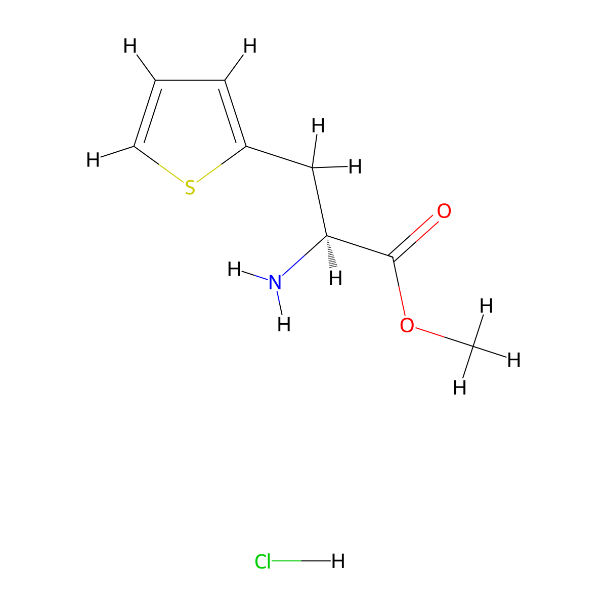 (S)-Methyl 2-amino-3-(thiophen-2-yl)propanoate hydrochloride molecular structure, CAS 137490-86-9